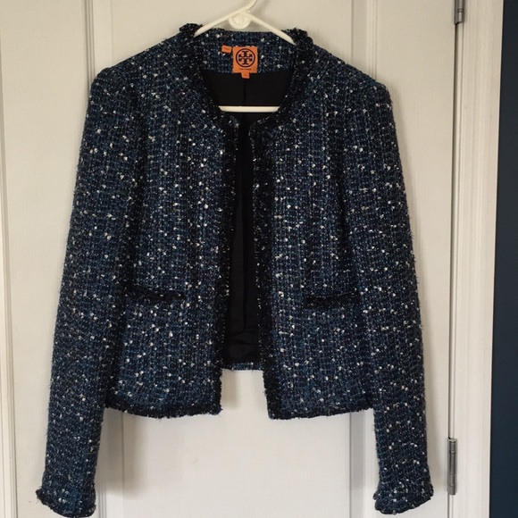 Tory Burch Jackets & Blazers - Tory Burch “Petula” blue tweed jacket size 12